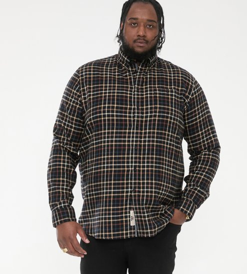 D555 Destin Checked Long Sleeve Shirt Black/Tan Check - Camicie a maniche lunghe - 