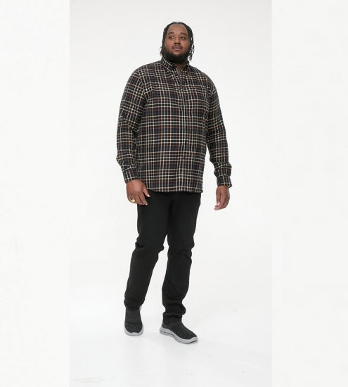 D555 Destin Checked Long Sleeve Shirt Black/Tan Check - Camicie a maniche lunghe - 