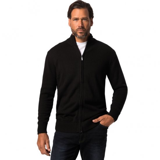 JP1880 Cardigan Knitted with Zipper Black TALL - ABBIGLIAMENTO UOMO MT-6XLT - Taglie Tall Uomo