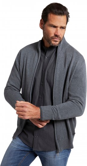 JP1880 Cardigan Knitted with Zipper Grey - Felpe & felpe con cappuccio - Felpe & Felpe con Cappuccio Uomo Taglie Forti