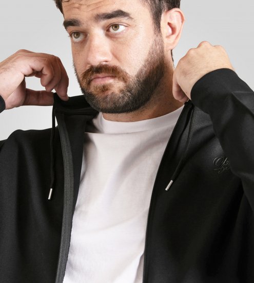 Duke Kenilworth Pin Tuck Sleeves Zip Through Hoodie Dark Navy TALL - TALL felpe - 