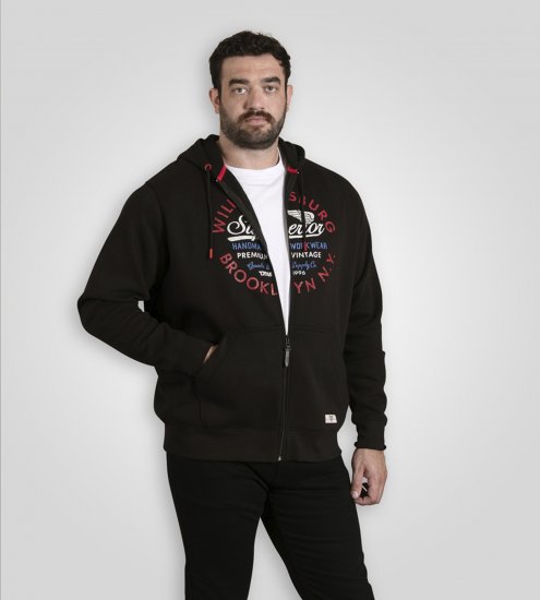 Duke Southampton Brooklyn Chest Print Full Zip Hoodie Black - Felpe & felpe con cappuccio - Felpe & Felpe con Cappuccio Uomo Taglie Forti