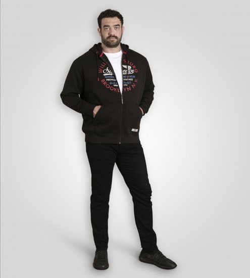 Duke Southampton Brooklyn Chest Print Full Zip Hoodie Black - Felpe & felpe con cappuccio - Felpe & Felpe con Cappuccio Uomo Taglie Forti
