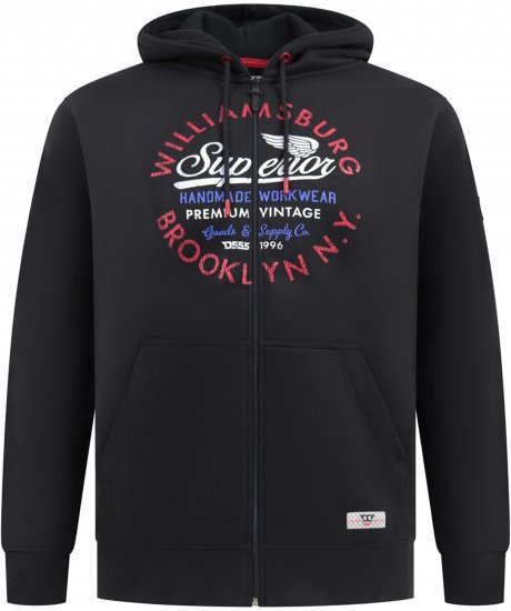 Duke Southampton Brooklyn Chest Print Full Zip Hoodie Black - Felpe & felpe con cappuccio - Felpe & Felpe con Cappuccio Uomo Taglie Forti