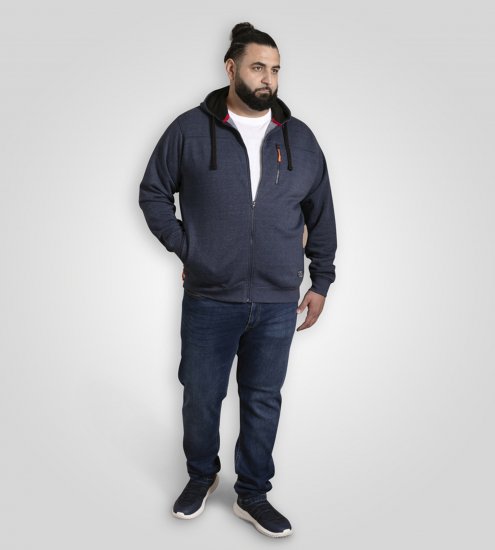 D555 Mansfield Hoodie with Zipper Navy - Felpe & felpe con cappuccio - Felpe & Felpe con Cappuccio Uomo Taglie Forti