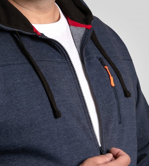 D555 Mansfield Hoodie with Zipper Navy - Felpe & felpe con cappuccio - Felpe & Felpe con Cappuccio Uomo Taglie Forti