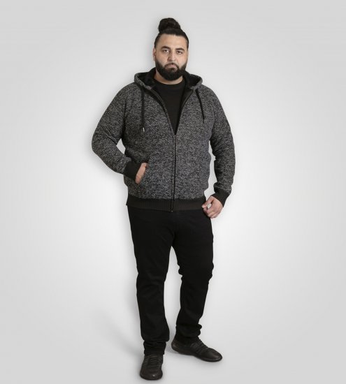 Duke Fareham Bonded Sherpa Lining Knitted Hoodie Grey - Felpe & felpe con cappuccio - Felpe & Felpe con Cappuccio Uomo Taglie Forti