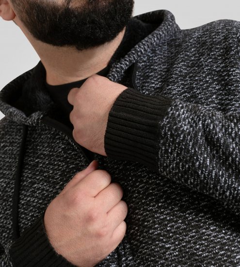 Duke Fareham Bonded Sherpa Lining Knitted Hoodie Grey - Felpe & felpe con cappuccio - Felpe & Felpe con Cappuccio Uomo Taglie Forti