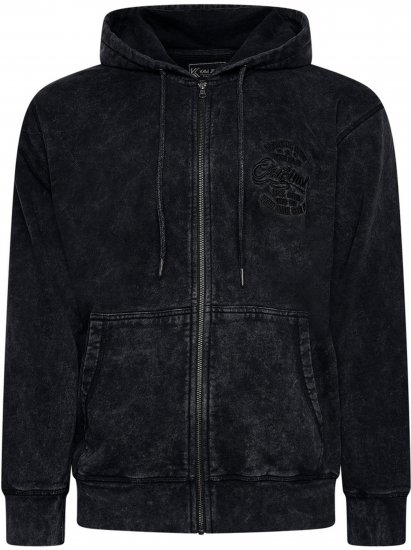 Kam Jeans 7082 Garment DYE with Zipper Hoodie Black - Felpe & felpe con cappuccio - Felpe & Felpe con Cappuccio Uomo Taglie Forti