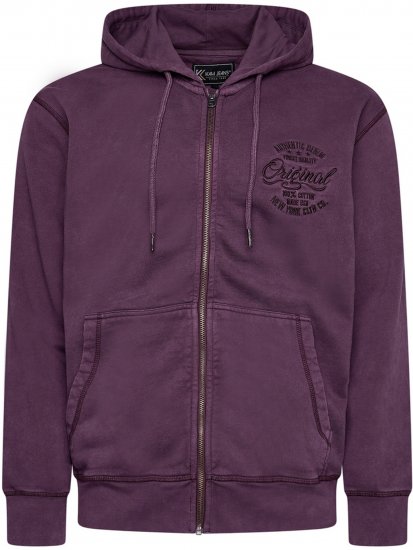 Kam Jeans 7082 Garment DYE with Zipper Hoodie Purple - Felpe & felpe con cappuccio - Felpe & Felpe con Cappuccio Uomo Taglie Forti