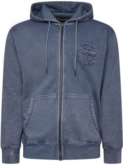 Kam Jeans 7082 Garment DYE with Zipper Hoodie Vintage Indigo - Felpe & felpe con cappuccio - Felpe & Felpe con Cappuccio Uomo Taglie Forti