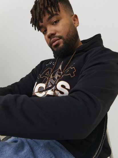 Jack & Jones Hunt Hoodie Black - Felpe & felpe con cappuccio - Felpe & Felpe con Cappuccio Uomo Taglie Forti