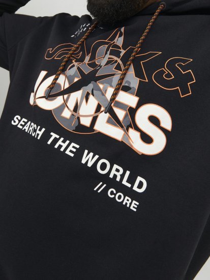 Jack & Jones Hunt Hoodie Black - Felpe & felpe con cappuccio - Felpe & Felpe con Cappuccio Uomo Taglie Forti