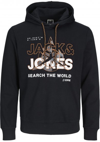 Jack & Jones Hunt Hoodie Black - Felpe & felpe con cappuccio - Felpe & Felpe con Cappuccio Uomo Taglie Forti
