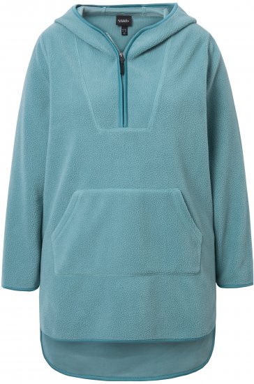 Ulla Popken Teddy Fleece Hooded Zip Neck Sweatshirt Ice Green - Felpe & felpe con cappuccio - Felpe, Hoodie e Maglieria Calda