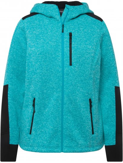Ulla Popken Contrast Inserts Sweater Knit Hoodie Aquamarine - Felpe & felpe con cappuccio - 