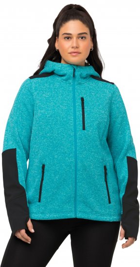 Ulla Popken Contrast Inserts Sweater Knit Hoodie Aquamarine - Felpe & felpe con cappuccio - 