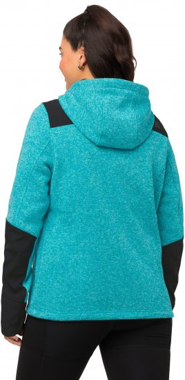 Ulla Popken Contrast Inserts Sweater Knit Hoodie Aquamarine - Felpe & felpe con cappuccio - 