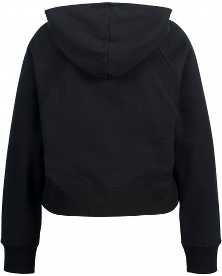 Ulla Popken Ribbed Inset Zip Collar Hoodie Black - Felpe & felpe con cappuccio - 