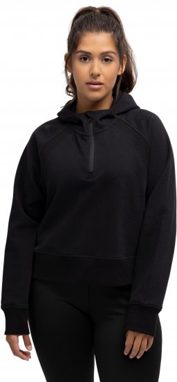 Ulla Popken Ribbed Inset Zip Collar Hoodie Black - Felpe & felpe con cappuccio - 