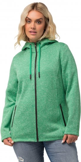 Ulla Popken Melange Knit Fleece Lined Hoodie Spring Green - Felpe & felpe con cappuccio - 