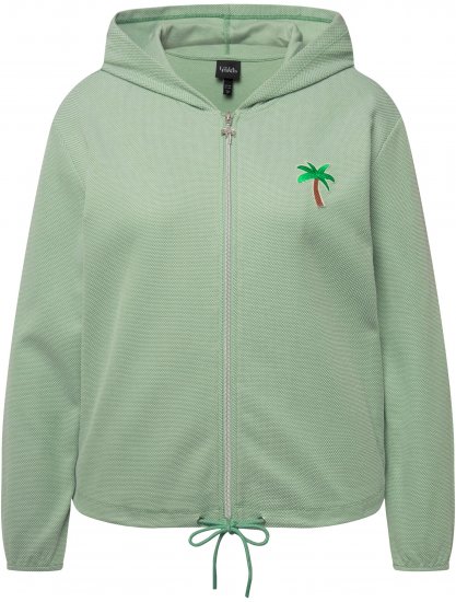 Ulla Popken Drawstring Hem Zip-Up Hoodie Light Green - Felpe & felpe con cappuccio - 