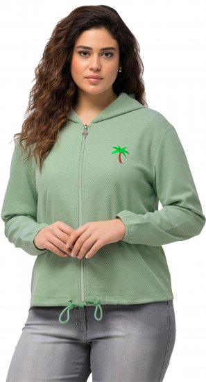 Ulla Popken Drawstring Hem Zip-Up Hoodie Light Green - Felpe & felpe con cappuccio - 