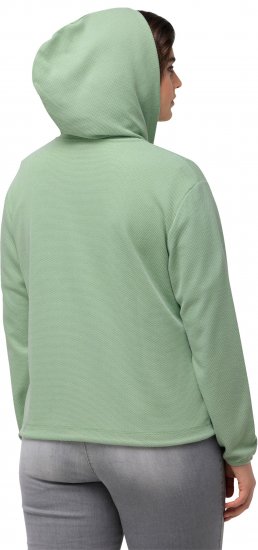 Ulla Popken Drawstring Hem Zip-Up Hoodie Light Green - Felpe & felpe con cappuccio - 