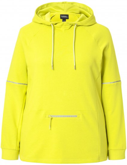 Ulla Popken Zippered Pocket and Reflective Piping Hoodie Green Apple - Felpe & felpe con cappuccio - Felpe, Hoodie e Maglieria Calda