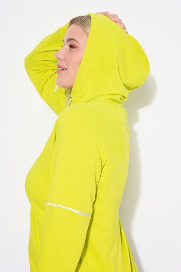 Ulla Popken Zippered Pocket and Reflective Piping Hoodie Green Apple - Felpe & felpe con cappuccio - Felpe, Hoodie e Maglieria Calda