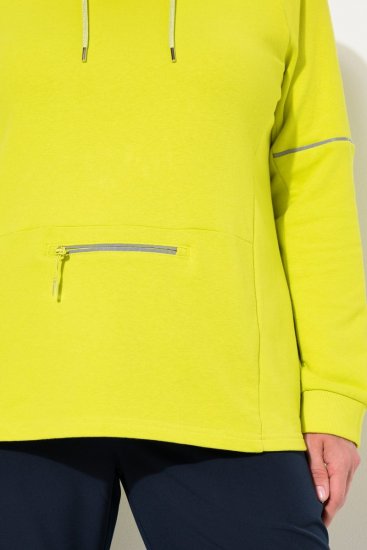 Ulla Popken Zippered Pocket and Reflective Piping Hoodie Green Apple - Felpe & felpe con cappuccio - Felpe, Hoodie e Maglieria Calda