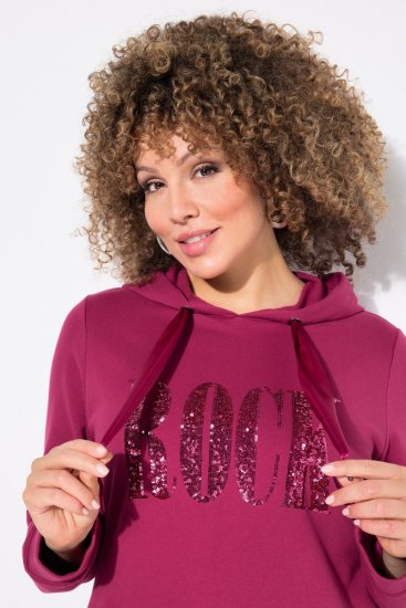 Ulla Popken Rock Sequined Hoodie Ruby - Felpe & felpe con cappuccio - Felpe, Hoodie e Maglieria Calda