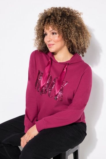 Ulla Popken Rock Sequined Hoodie Ruby - Felpe & felpe con cappuccio - Felpe, Hoodie e Maglieria Calda