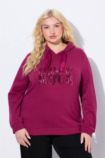 Ulla Popken Rock Sequined Hoodie Ruby - Felpe & felpe con cappuccio - Felpe, Hoodie e Maglieria Calda