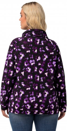 Ulla Popken Floral Print Drawstring Collar Hoodie Black - Felpe & felpe con cappuccio - 