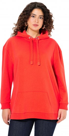 Ulla Popken Back Print Kangaroo Pocket Hoodie Hibiscus Red - Felpe & felpe con cappuccio - 