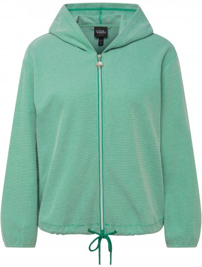 Ulla Popken Drawstring Hem Two-Tone Knit Hoodie Emerald Green - Felpe & felpe con cappuccio - 