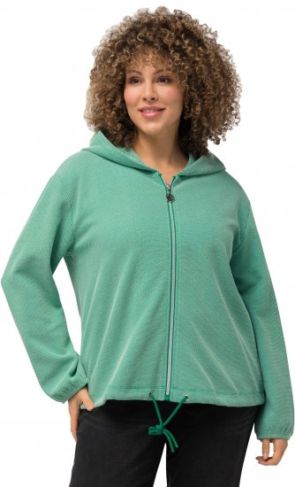 Ulla Popken Drawstring Hem Two-Tone Knit Hoodie Emerald Green - Felpe & felpe con cappuccio - 