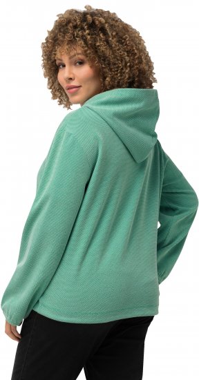 Ulla Popken Drawstring Hem Two-Tone Knit Hoodie Emerald Green - Felpe & felpe con cappuccio - 