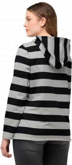 Ulla Popken Mixed Stripe Long Sleeve Hoodie Black - Felpe & felpe con cappuccio - 
