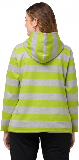 Ulla Popken Mixed Stripe Long Sleeve Hoodie Apple Green - Felpe & felpe con cappuccio - 