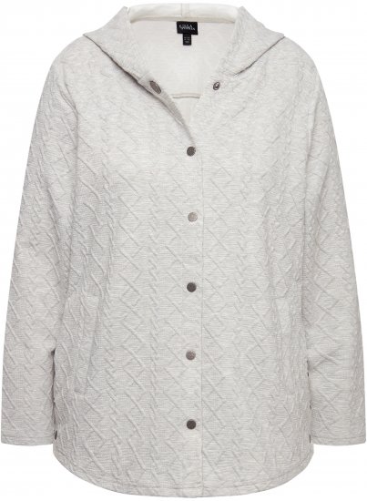 Ulla Popken Cable Knit Long Sleeve Hoodie Light Grey Melange - Felpe & felpe con cappuccio - 