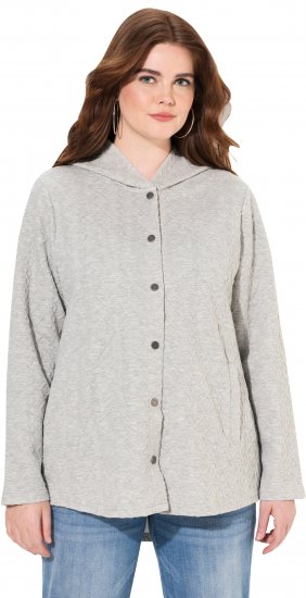 Ulla Popken Cable Knit Long Sleeve Hoodie Light Grey Melange - Felpe & felpe con cappuccio - 