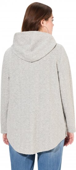 Ulla Popken Cable Knit Long Sleeve Hoodie Light Grey Melange - Felpe & felpe con cappuccio - 