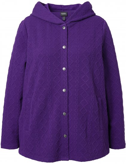 Ulla Popken Cable Knit Long Sleeve Hoodie Deep Violet - Felpe & felpe con cappuccio - 