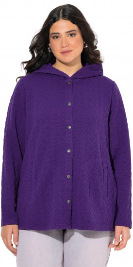 Ulla Popken Cable Knit Long Sleeve Hoodie Deep Violet - Felpe & felpe con cappuccio - 
