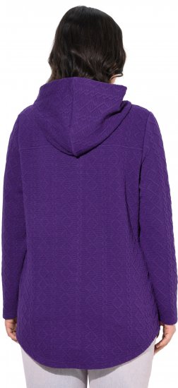 Ulla Popken Cable Knit Long Sleeve Hoodie Deep Violet - Felpe & felpe con cappuccio - 