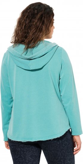 Ulla Popken Open Edged Long Sleeve V-Neck Hoodie Mint Green - Felpe & felpe con cappuccio - 