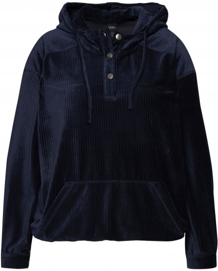 Ulla Popken Corduroy Hoodie Navy - Felpe & felpe con cappuccio - 