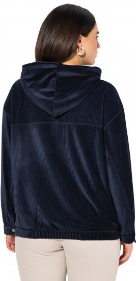 Ulla Popken Corduroy Hoodie Navy - Felpe & felpe con cappuccio - 